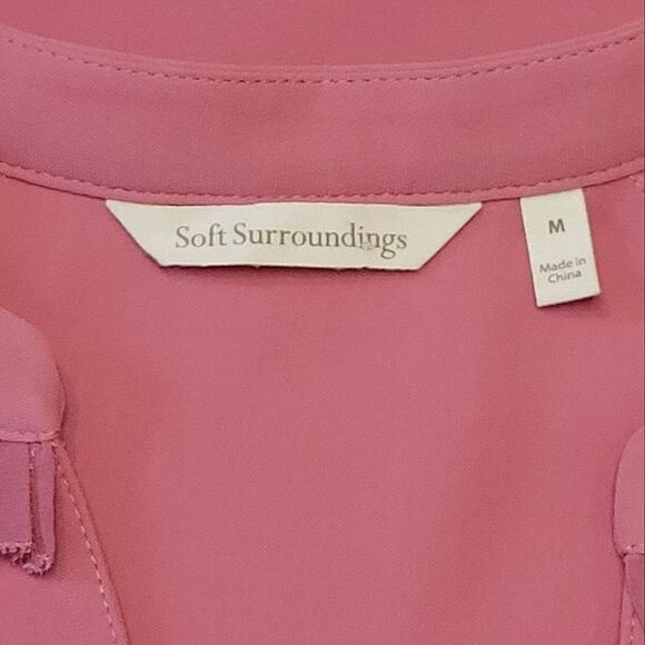 Soft Surroundings Nyssa Pink Pleated V-neck Sleeveless Pullover Blouse Size M - Picture 7 of 9